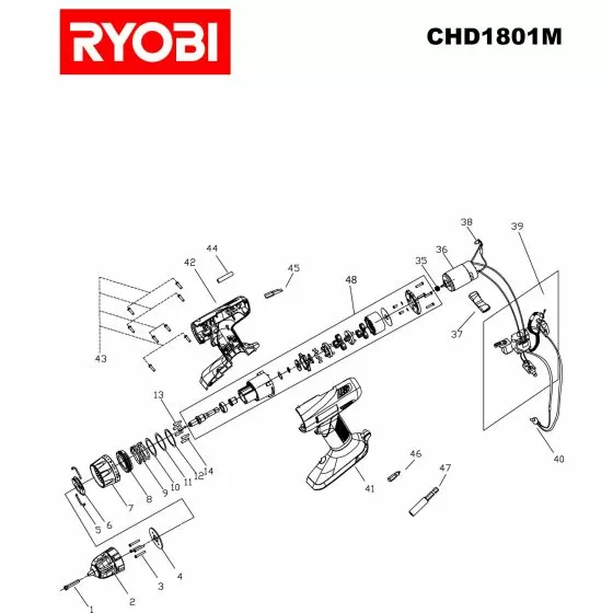 Ryobi CHD1801M Spare Parts List Type: 5133000073